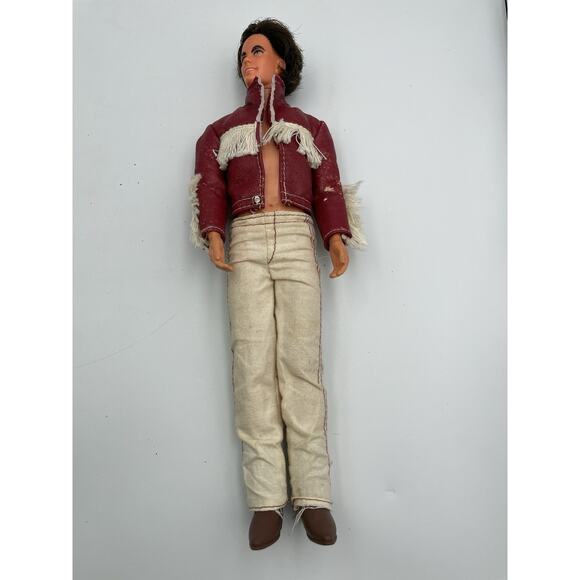Vintage 1968 Ken Doll Barbies Boyfriend Rooted Brown Hair Western Jacket Pants - Picture 6 of 9